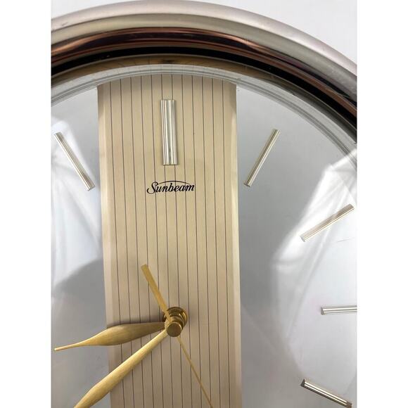 VTG Sunbeam Quartz Battery Movement Clear Gold Wall Clock Tested 1990s - Picture 7 of 9